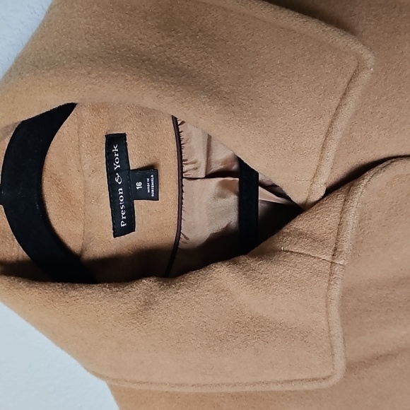 Preston & York Wool Blend Camel Color Peacoat Sweet Timeless Academia Size 16 - Picture 2 of 9